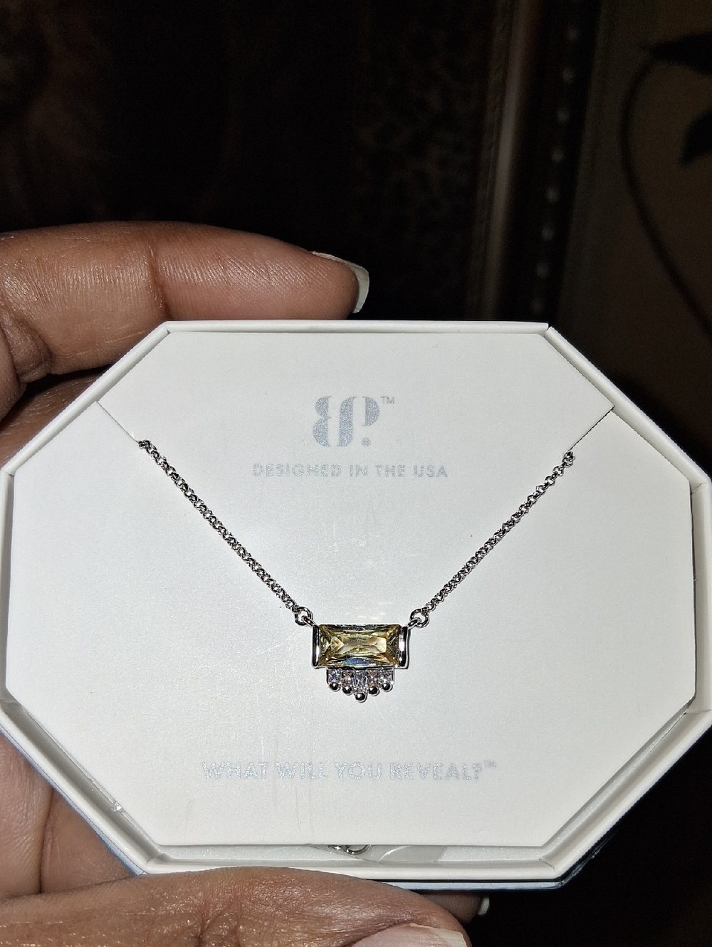 Women’s Yellow Crystal Pendant Necklace - Designed in the USA